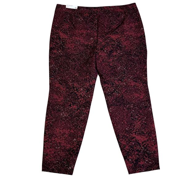 NWT Lane Bryant On The Go Ankle Pants Womens 18 Burgundy Abstract Pockets - Picture 4 of 8